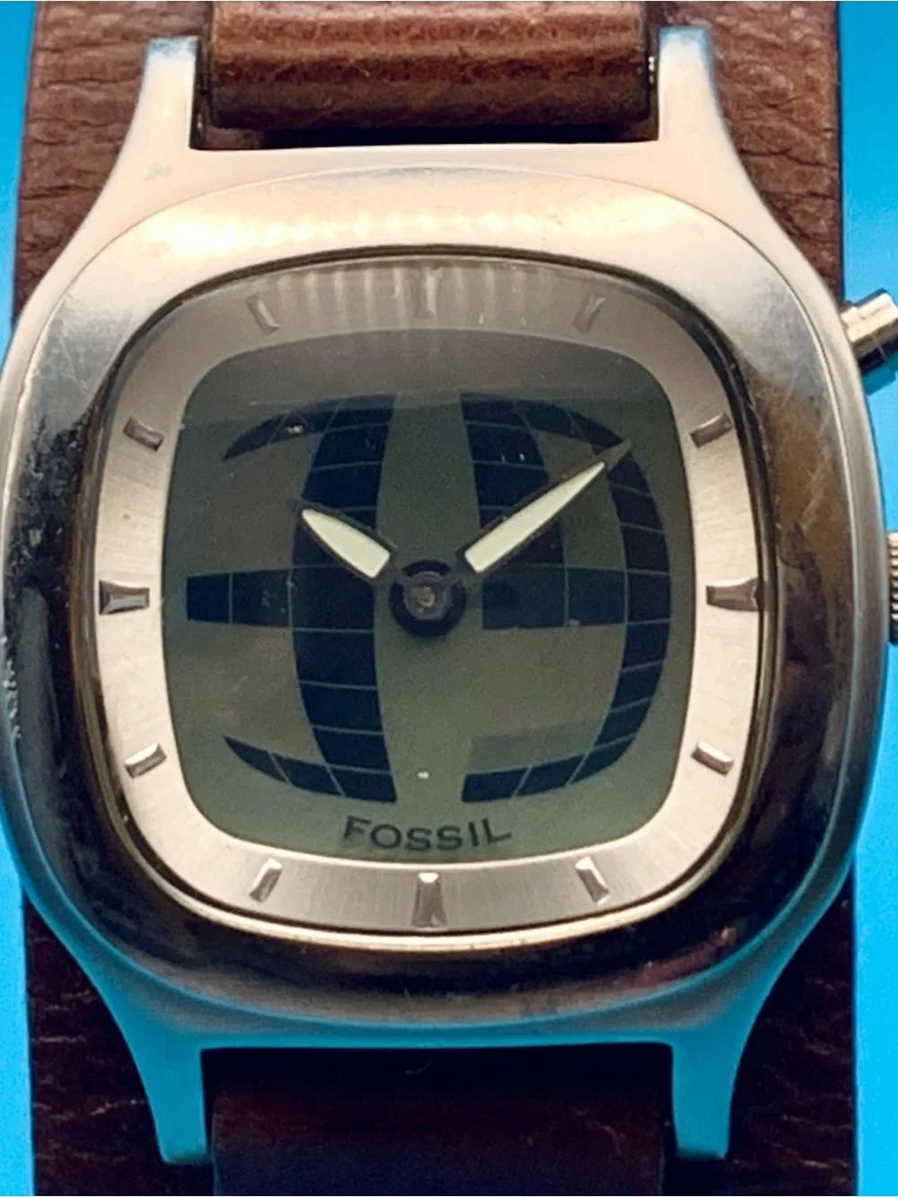FOSSIL BIG TIC JR-8163 Men’s Vintage Ana-Dig Wristwatch Bund Band Works New Batt